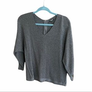 Express Zip Back Gray V-Neck Sweater M